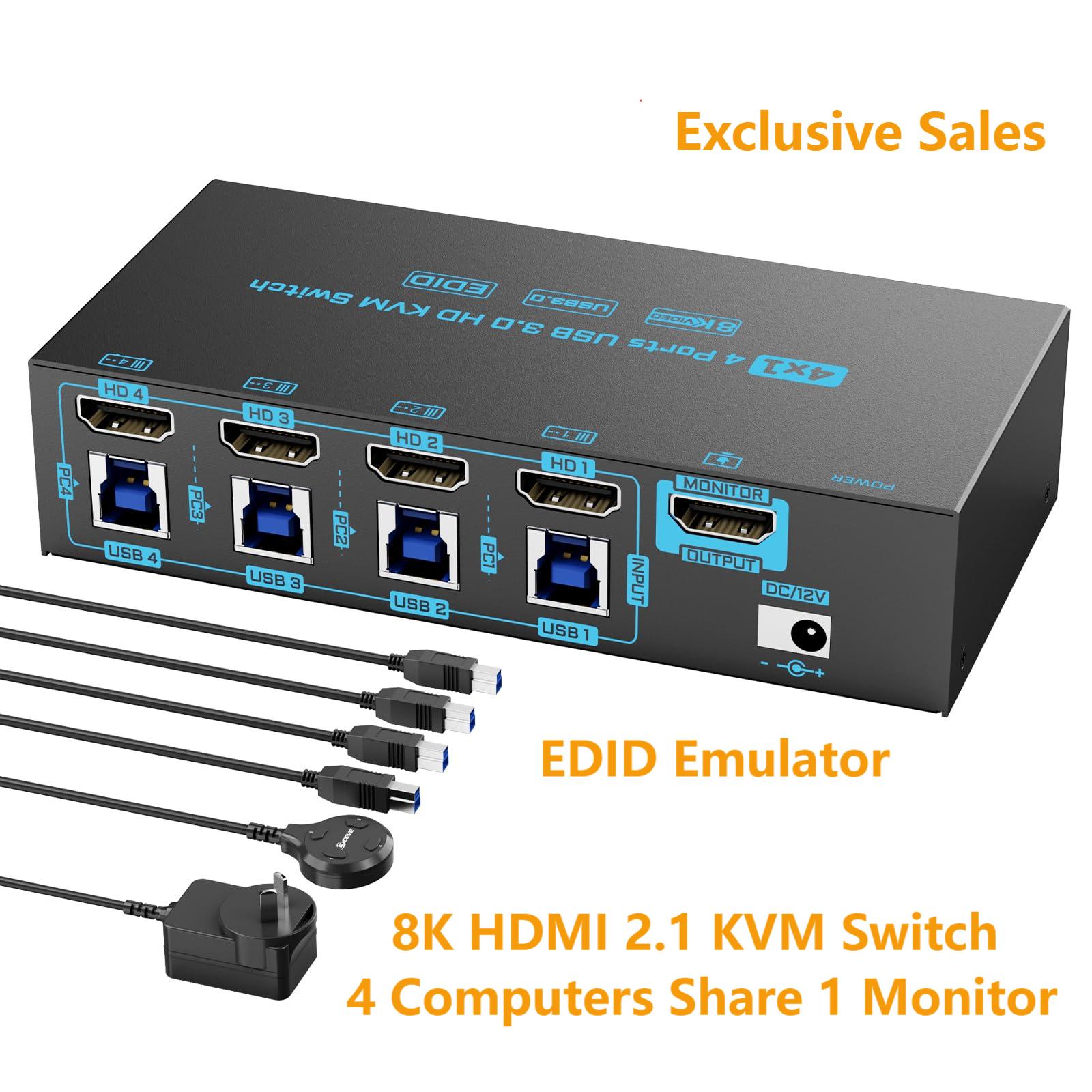 Gaming Console With Phone - 8K/4K HDMI KVM 스위치 4포트 USB3.0