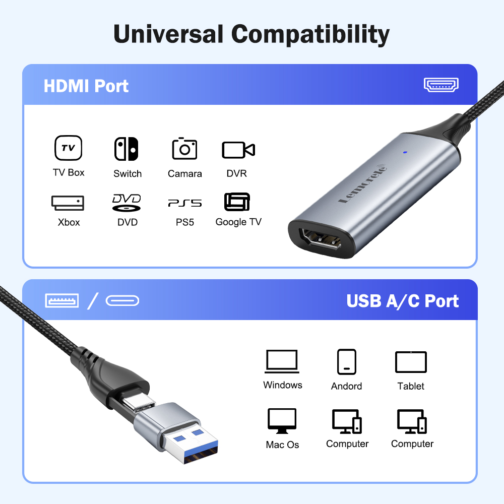 Lemorele USB 2.0 비디오 캡처 카드 HDM - Gaming Console With Phone 리뷰 및 가격