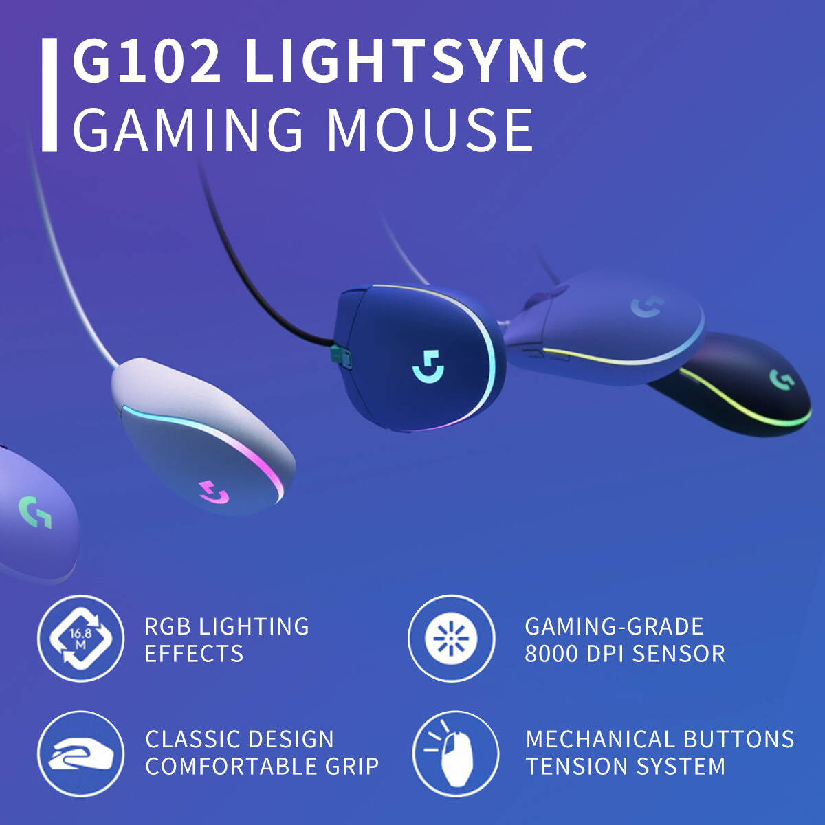 로지텍 G102 프로디지 게이밍 마우스, 가볍고 유선형 - Gaming Headset Wired 리뷰 및 가격
