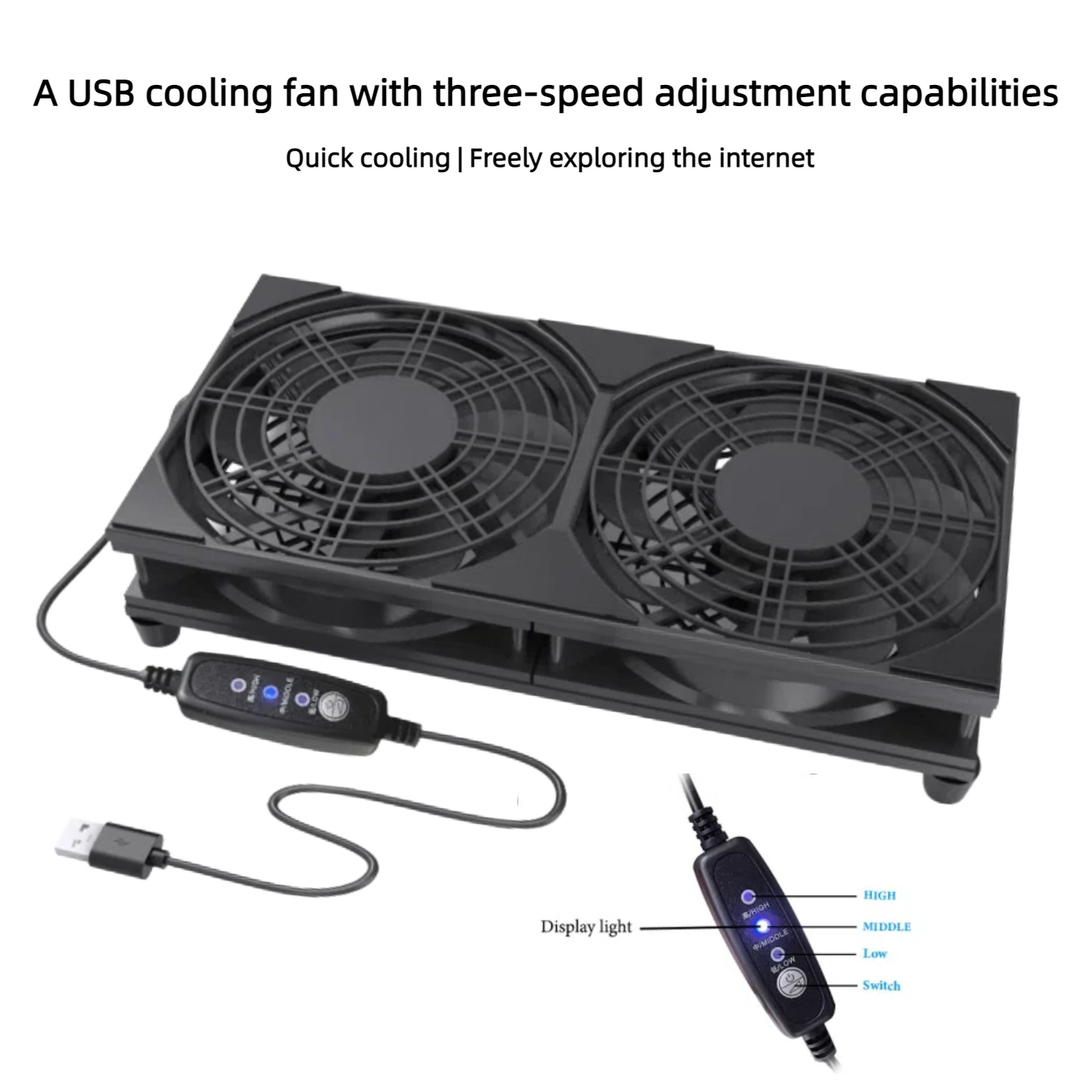 3단 속도 조절 기능이 있는 듀얼 USB 냉각 팬 |  - Console Cooling Fan 리뷰 및 가격