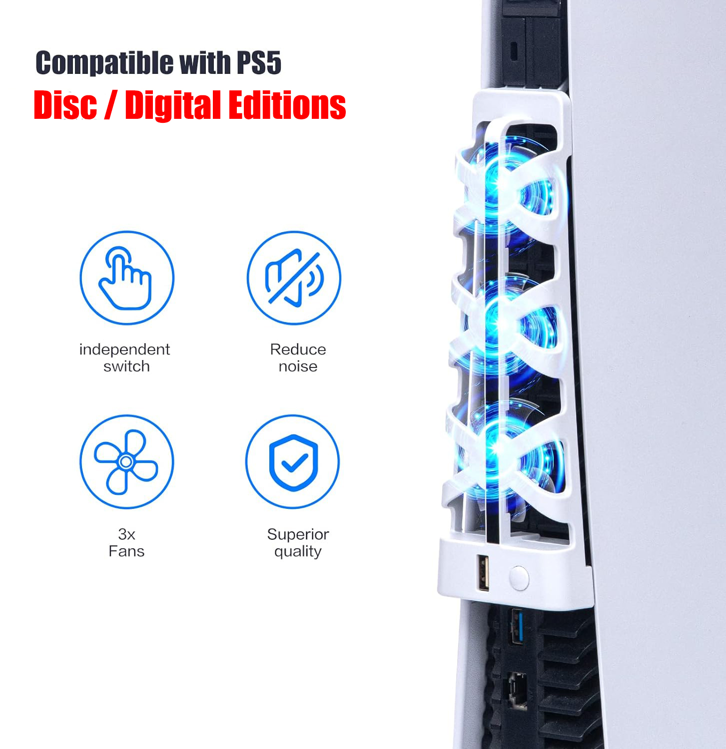 LED 조명이 포함된 PS5 Slient 냉각 팬용 추 - Console Cooling Fan 리뷰 및 가격